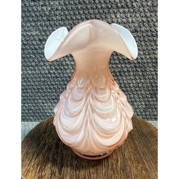 Fenton Vase Drapery Light Pink Ruffled Glass 6" - Picture 4 of 6